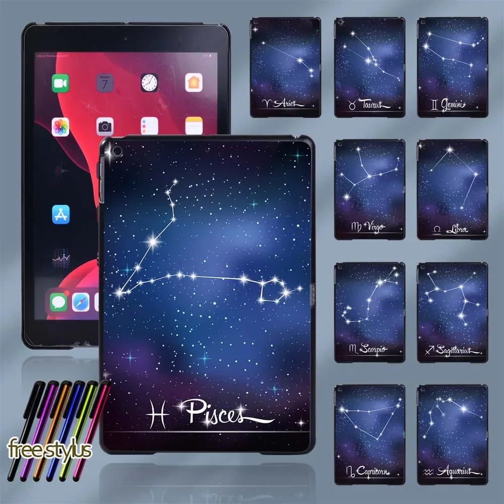 Tablet Hard Shell Case for Apple IPad 8 2020 8th Generation 10.2 Inch Star Sign Print Pattern Series Cover Case + Free Stylus