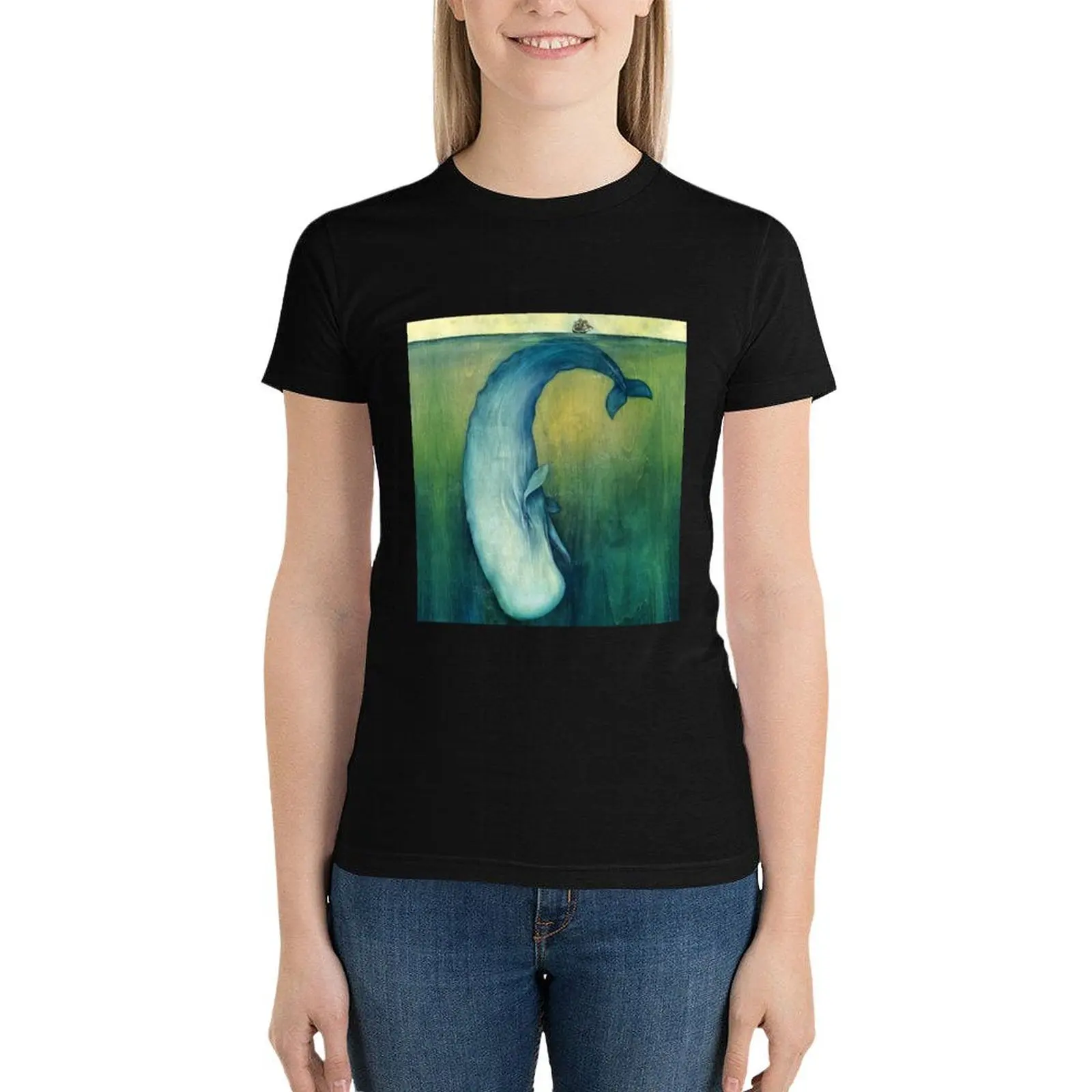 whales graphic art T-Shirt kawaii clothes tops hippie clothes oversized Women t shirt