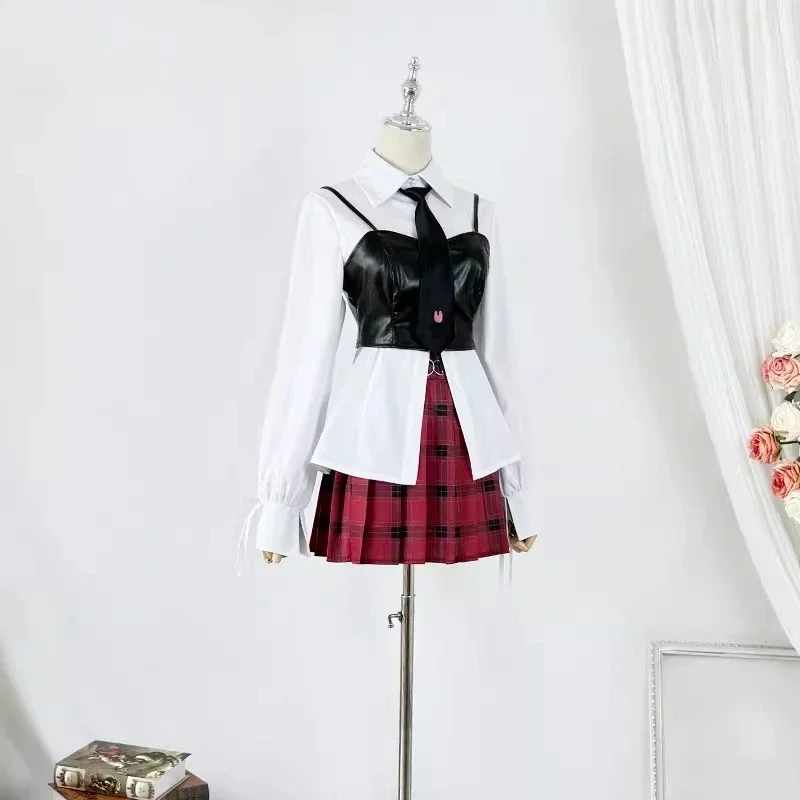 2025 Qiao Ling Cosplay Anime Link Click disfraces chaqueta de PU niñas saia roja vestido de mujer juego de rol vestidos noche