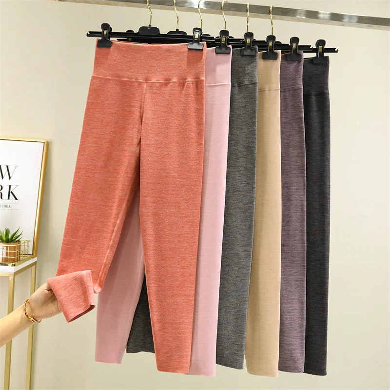 

Thiened High-Waist Women's Autumn Pants Dervo Fce-Lined Long Pants Slimming Base Layer Pants Warm Trousers for Winter