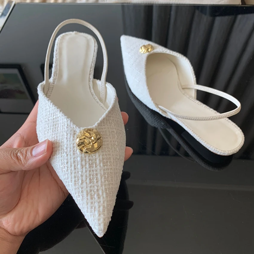 2025 New Brand Women Sandal Fashion Pointed Toe Shallow Slip On Ladies Elegant Slingback Shoes Thin Low Heel Pumps view 5