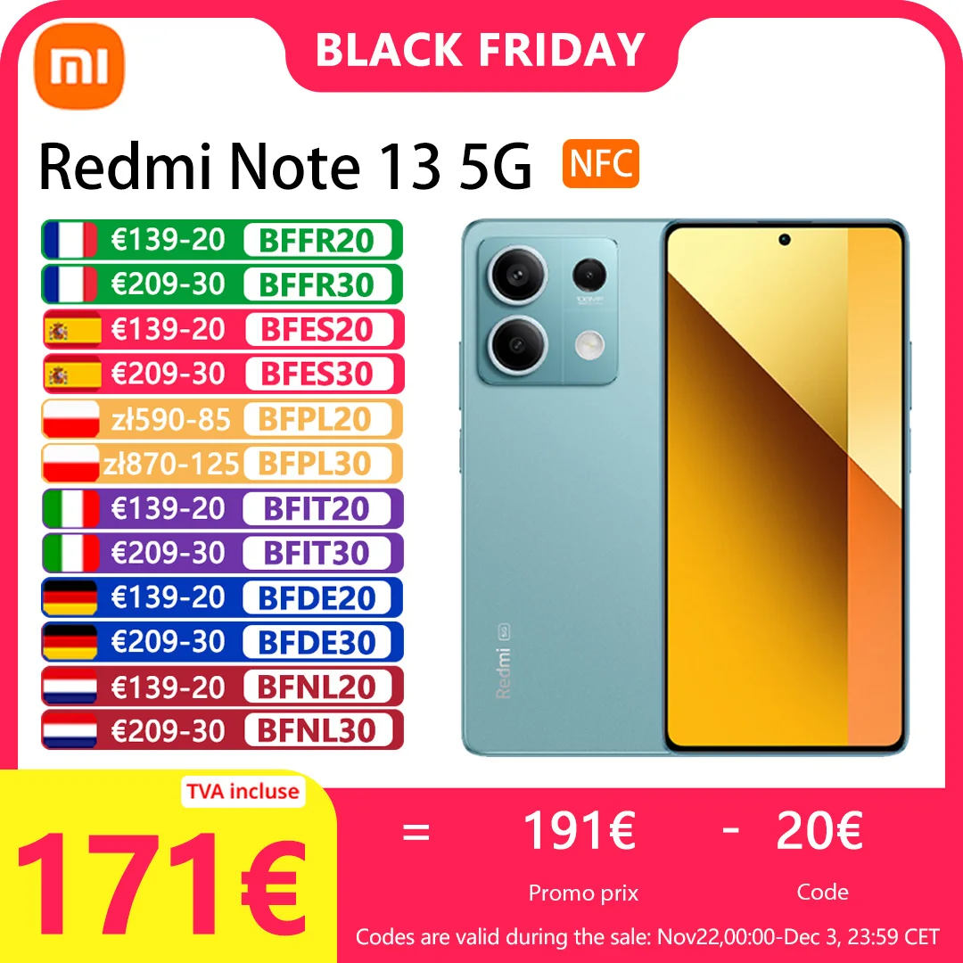 Xiaomi Redmi Note 13 5G smart phones NFC MediaTek Dimensity 6080,  6.67 Amole Screen 120HZ 33W fast charge 108MP camera global Version