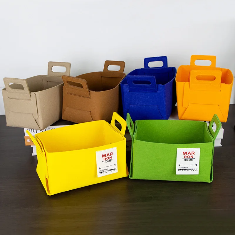 

1pc Vibrant Folding Felt Storage Basket - Candy-Colored Portable, Collapsible, Spacious for Camping, Bedroom