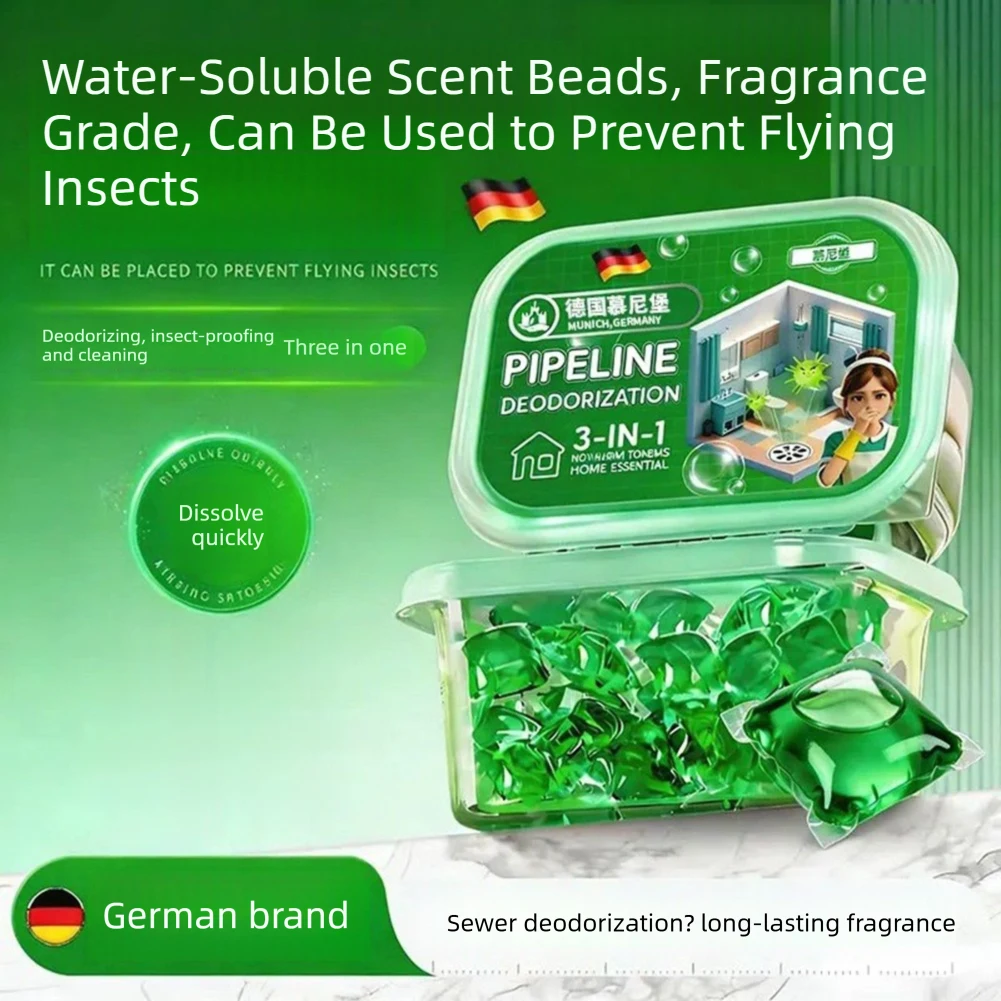 Bioenzyme Capsules Sewer Pipe Deodorizing Beads Pipe Anti-Odor Freshener Long-Lasting Fresh Effect For Bathroom Shower Drains