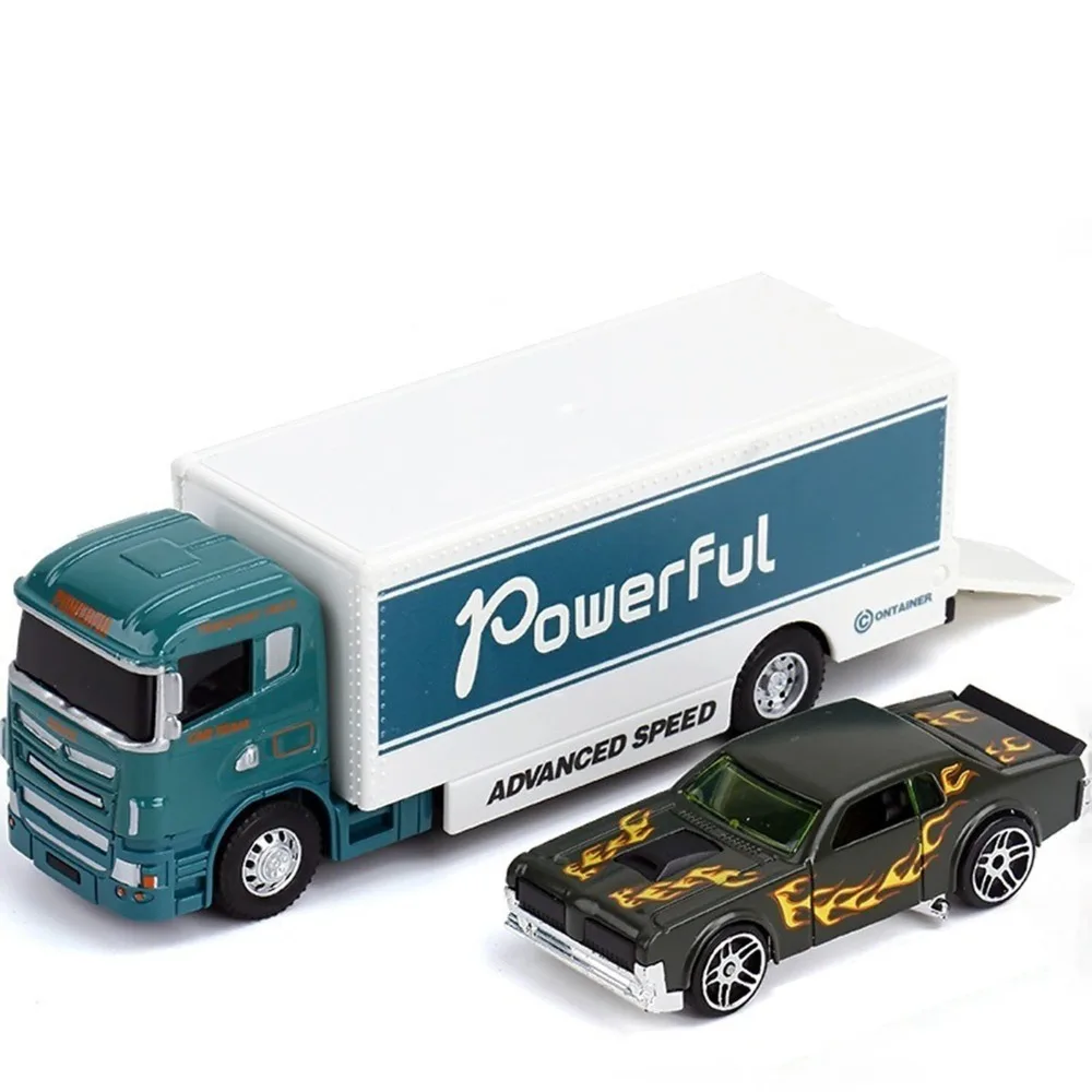 Scale 1:64 Alloy Trailer Model Movable Joint Diecast Metal Rescue Engineering Vehicles Pull Back Sliding City Rescue Trailer
