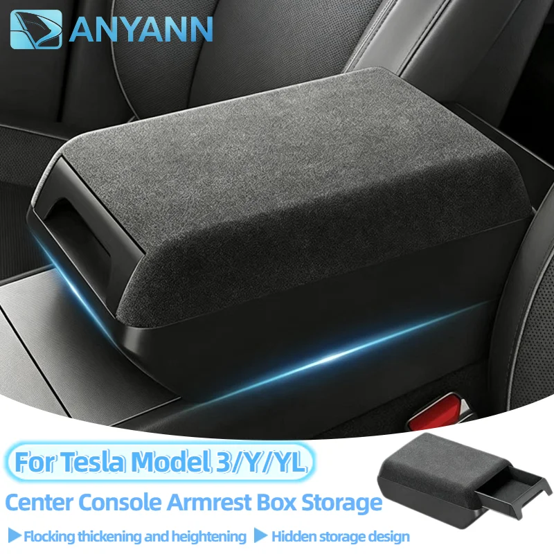 For Tesla Model YL 2026/Y Juniper 2025+/3 Highland 2024+ Armrest Box Height Raising Lid Center Console Storage Organizer