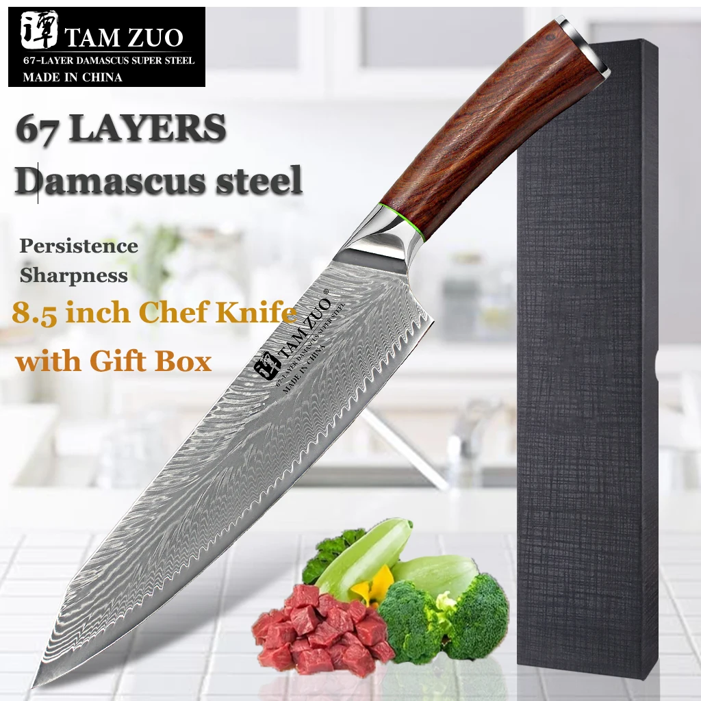 

Chef Knife 67 Layer Damascus Steel 8.5 Inch Kitchen Chef Fruit Peeling Knife Vegetable Knife Meat Cleaver Kitchen Tools