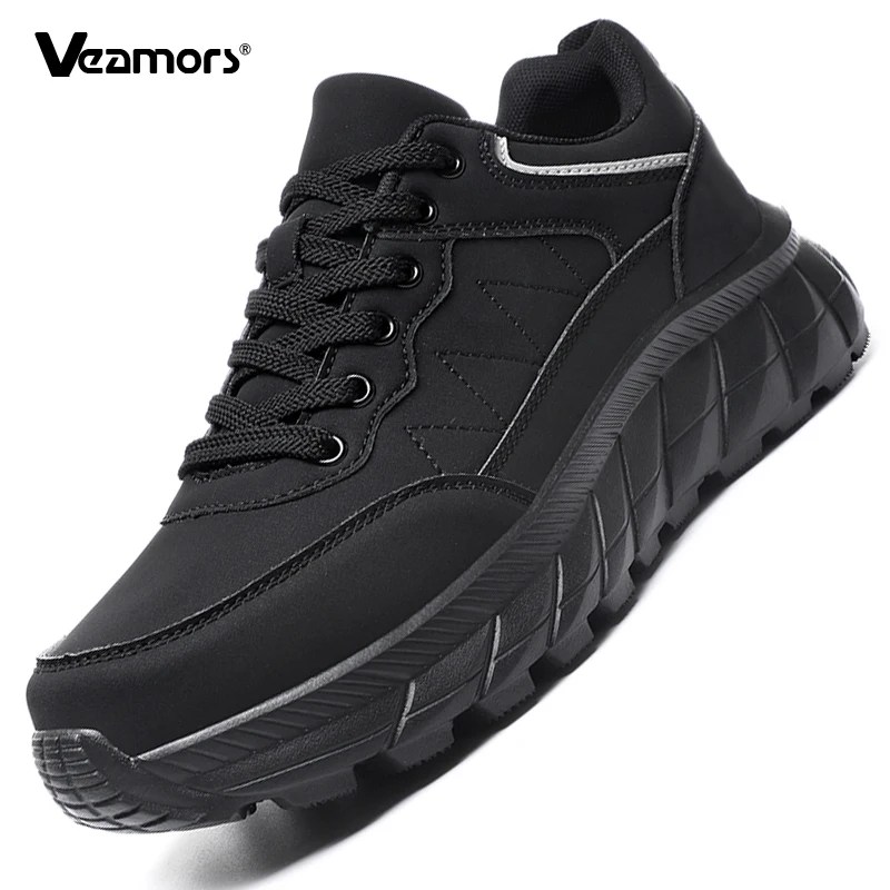 

Fashion Men's Breathable Running Shoes PU Leather Casual Sport Shoes Waterproof Thick-soled Shoes for Jogging Walking Hiking