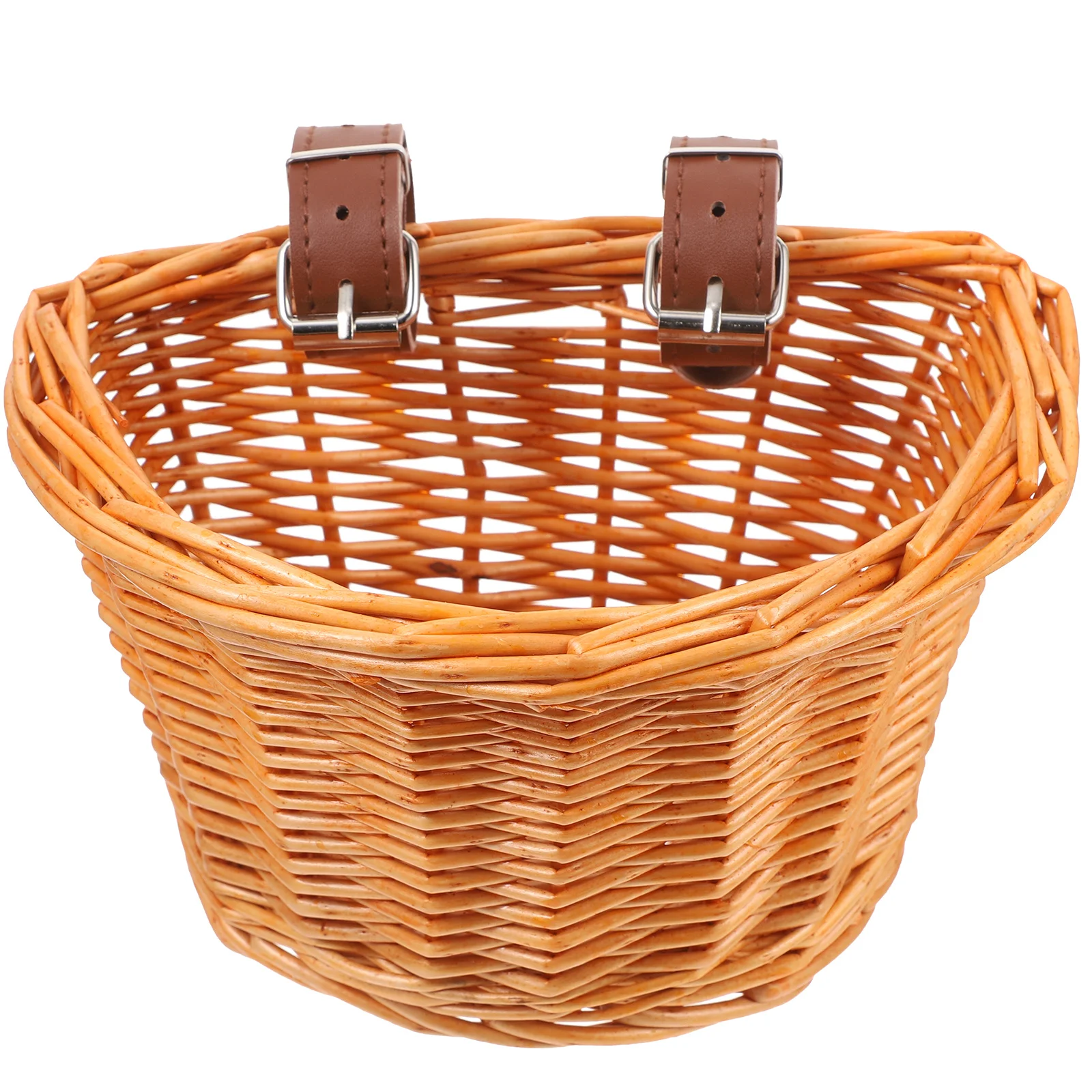 Cesta de bicicleta infantil em formato de d, tamanho pequeno, artesanal, vime de salgueiro natural, destacável, cesta de armazenamento para guidão dianteiro para exterior
