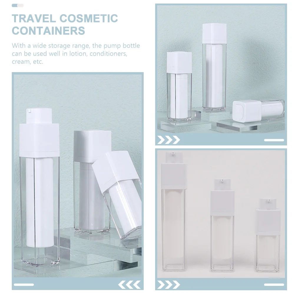 3 Pcs Vacuum Bottle Travel Lotion Practical Cream Pump Containers Plastic Airless Bottles For Creams