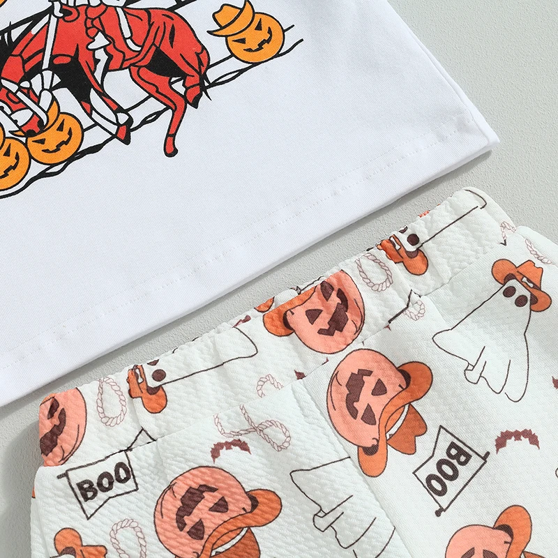 Mildsown طفل الفتيات الزي شبح اليقطين طباعة طويلة الأكمام طاقم الرقبة تي شيرت مع السراويل عقال هالوين الملابس #5