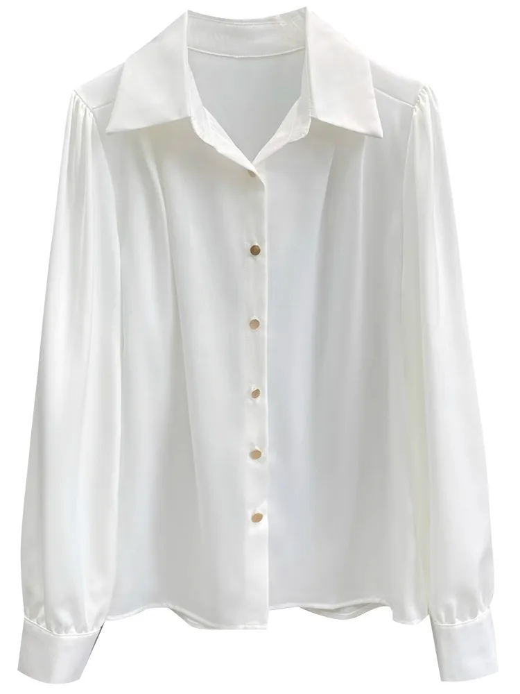 White Long Sve Women's irt Profional Commute Spring New Design Sensation Small ence High End Feeling Top Women