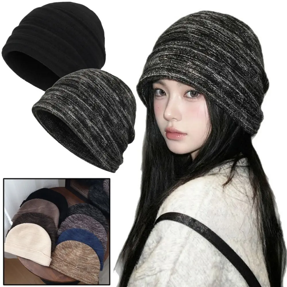 

Multicolor Knitting Beanie Windproof Keep Warm Earflap Hat Cold Protection Taking Photo Long Loose Hat Headdress Woman