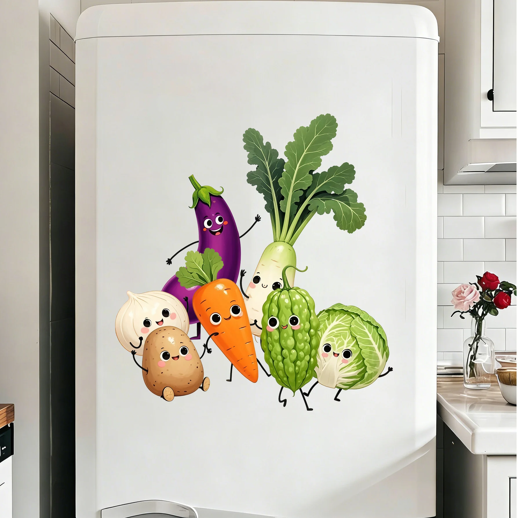 Emotionally Expressive Vegetable Wall Stickers for Home Decor PVC Self-Adhesive Kitchen And Restaurant Background Decor Help Kid view 5
