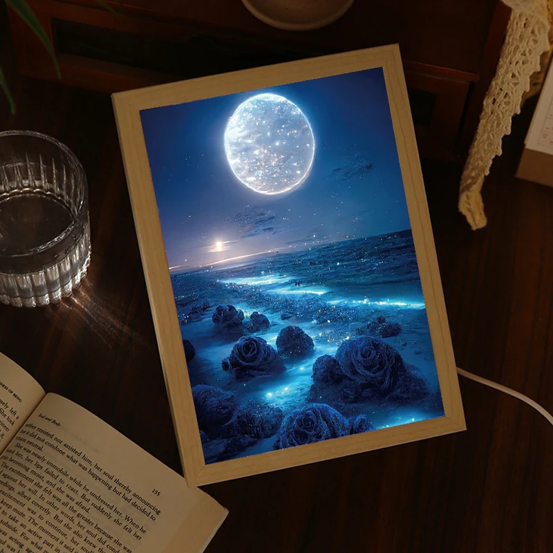 Starry sky light painting romantic fluorescent sky art decorative light painting bedroom bedside healing sea view