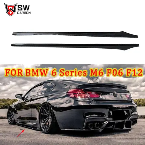 BMW 6 시리즈 F06 F12 F13 M6 자동차 사이드 범퍼 립 스플리터 스포일러 2012-2017 자동차 바디 키트 용 탄소 섬유 사이드 스커트 확장
