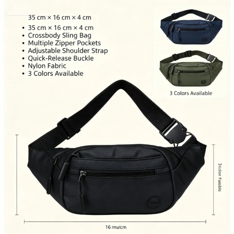 Unisex Large Capacity Chest Bag Multifunctional Waterproof Fanny Pack Men Women Casual Sports Waist Bag Business Cashier Money