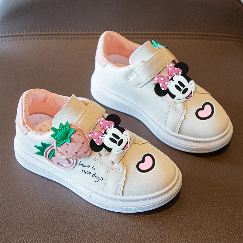 

Кроссовки для девочек, туфли с Микки Маусом, весна и осень, новая повседневная детская спортивная обувь на платформе из искусственной кожи на мягкой подошве, детская спортивная обувь Disney