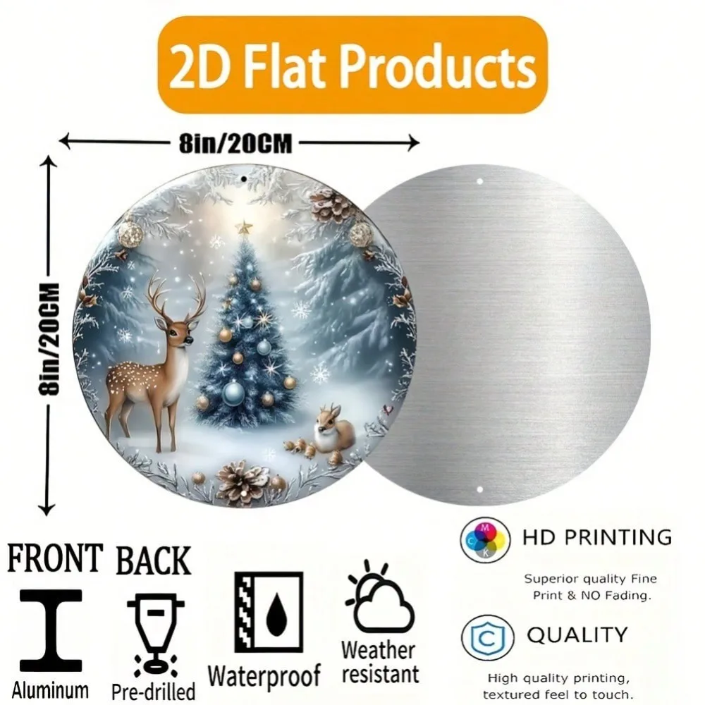 ديكور حائط معدني عتيق لعيد الميلاد - لافتة قصدير مصنوعة يدويًا مقاس 8 × 8 بوصة مع رقاقات الثلج ومخاريط الصنوبر والطيور، عطلة متينة للاستخدام الداخلي والخارجي