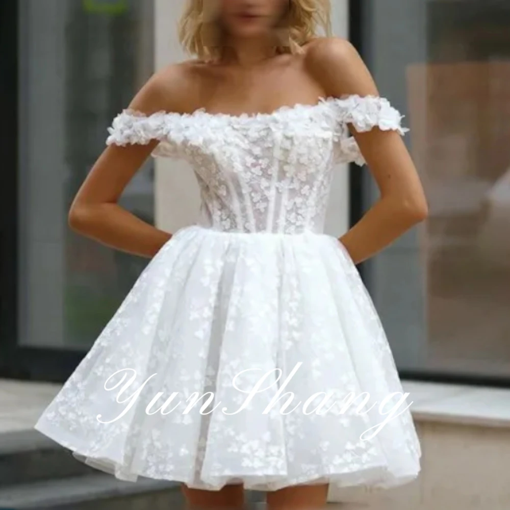 YunShang Customized Short Wedding Dresses For Bride Sexy Strapless Backless Sukienka Na Wesele Fashion Simple Vestido De Festa