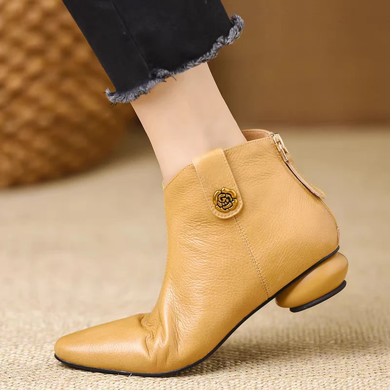 

Pointed Toe Women's Ankle Boots Luxury Low Heels Shoes Fashion Dress Winter Boots 2025 New Designer Short Botas De Mujer Shoes