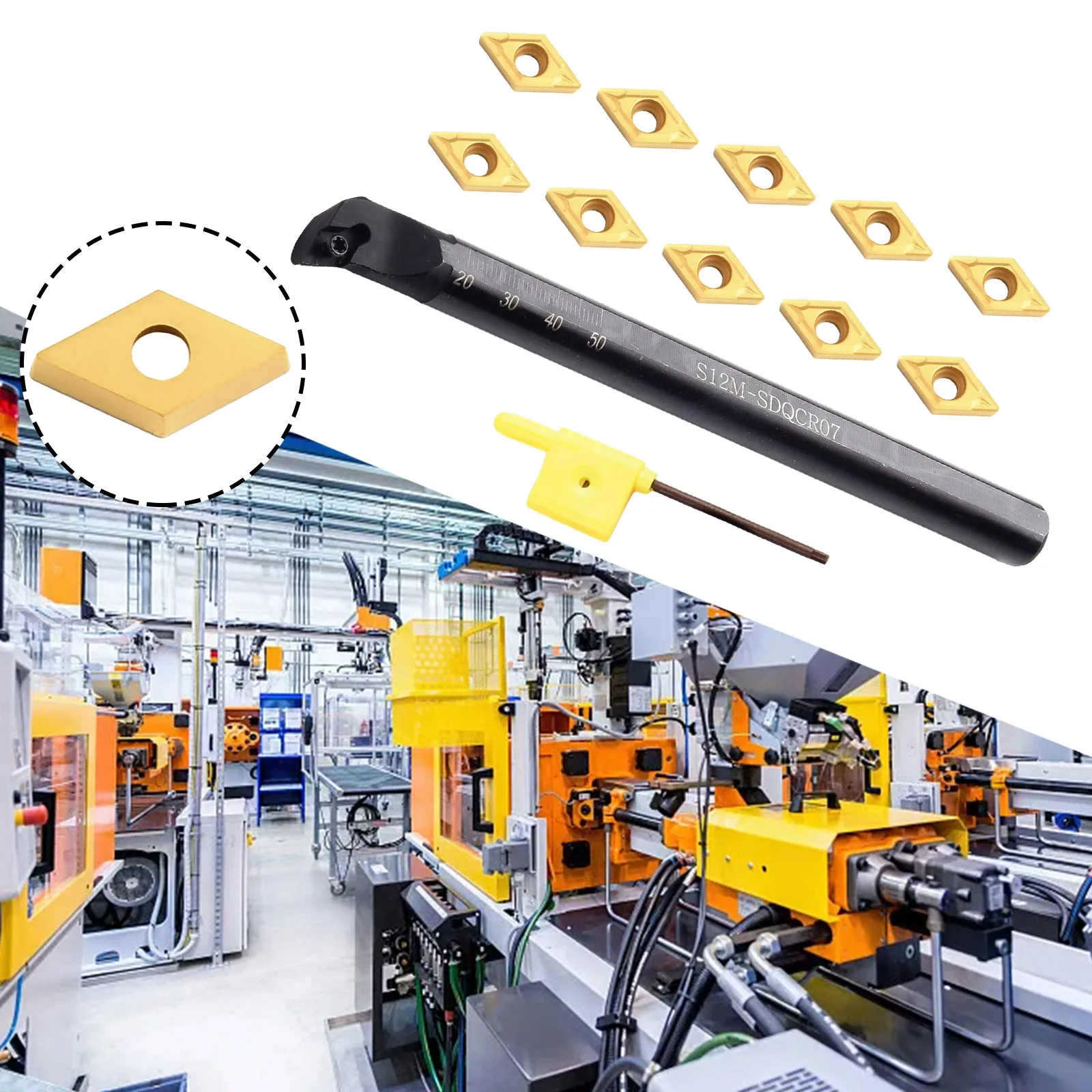 

Cost effective tooling solution 12 S12M SDQCR07 Lathe Boring Bar Turning Tool Holder DCMT070204 Carbide Insert