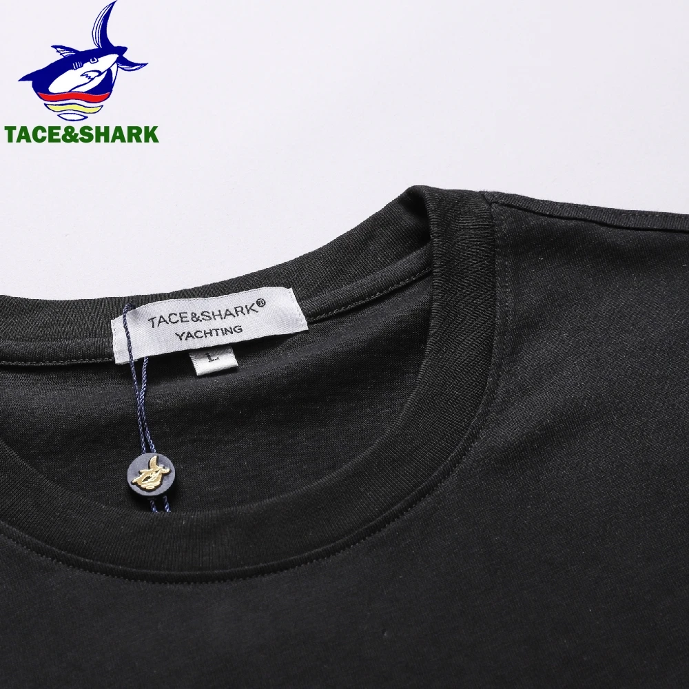 TACE&SHARK New Arrival 2024 Summer Fashion Shark Print T Shirts Casual Men Solid Color Tops Tees O-Neck Tshirts