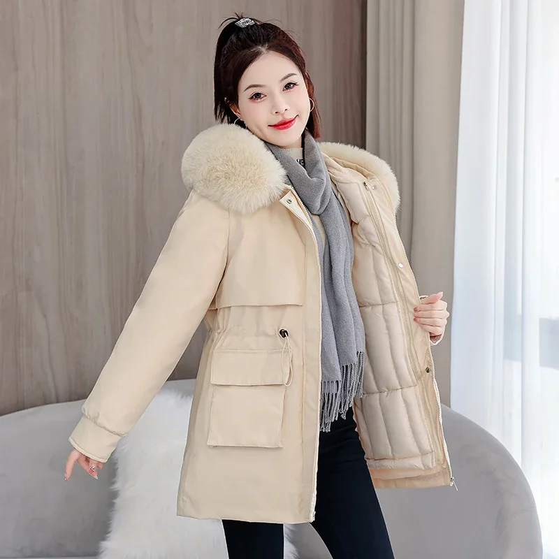 

New Winter Parkas Down Cotton Jacket Women Korean Fashion Hooded Mid-length Coat Loose Padded Clothes Female Overcoat Trend