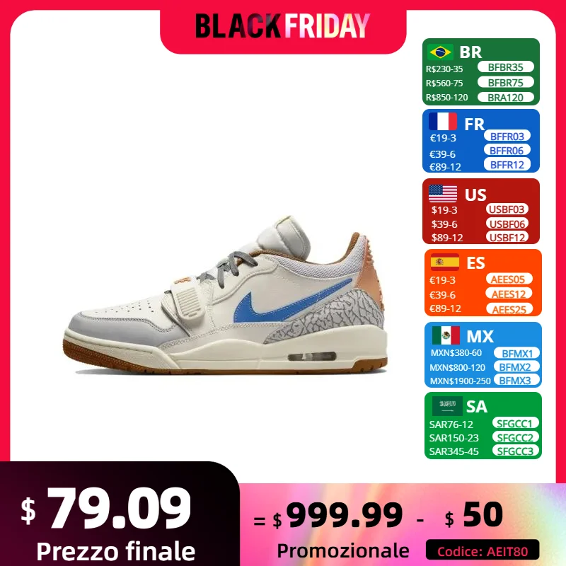 Nike New AIR JORDAN LEGACY 312 low Man sneakers autumn Lightweight Cushioning Basketball Shoes Casual and comfortable Grey&Blue