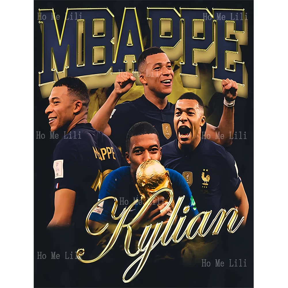 Kylian Vintage Star Athlete Canvas Wall Art Print Painting Home Decor