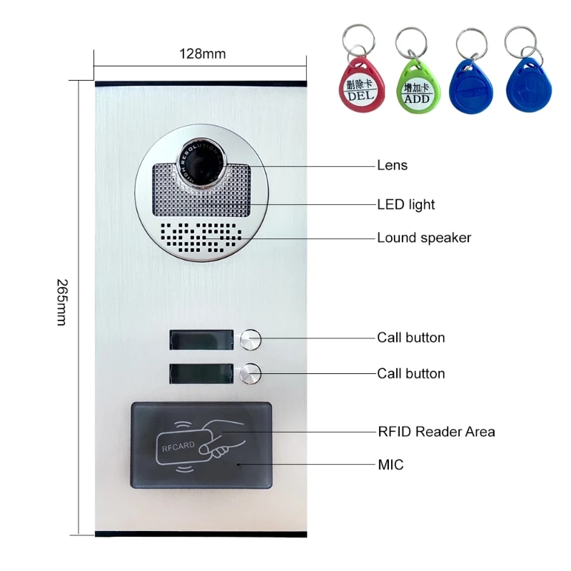 Apartment intercom system 7-inch video doorbell intercom kit aluminum alloy camera can be equipped with 2/3/4 intercom system