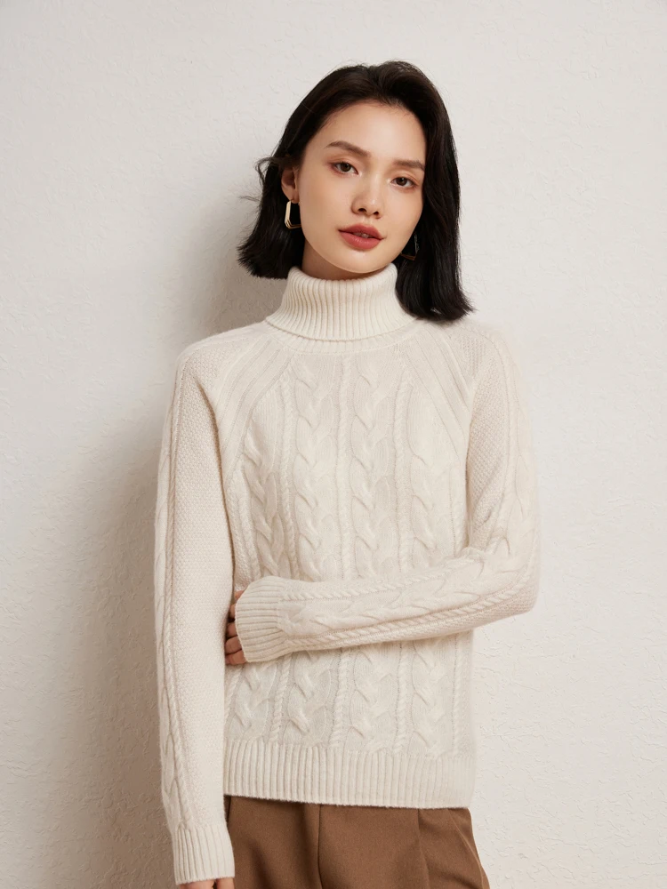 Alta qualidade feminina casual solto gola alta pulôver 100% camisola de caxemira outono inverno quente macio simples roupas femininas topos