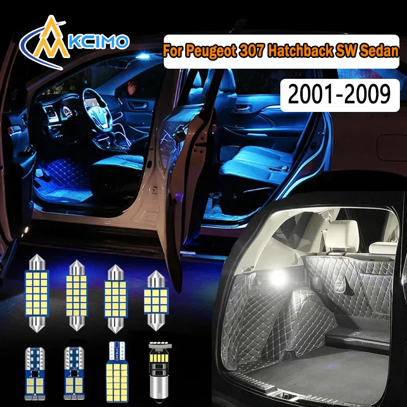 

LED Interior Light Canbus For Peugeot 307 Hatchback SW Sedan 2001-2009 Super Bright Dome Map Door Lights Easy Install Bulbs Set