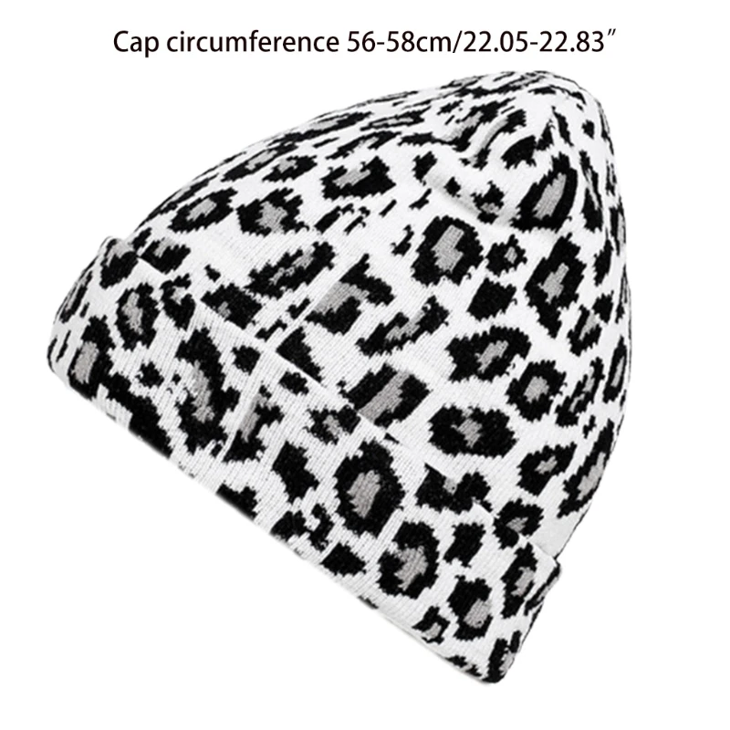 Nuevo estilo, gorro lana Hip Hop, gorro con estampado leopardo, gorro hecho punto, invierno para fiesta Festival