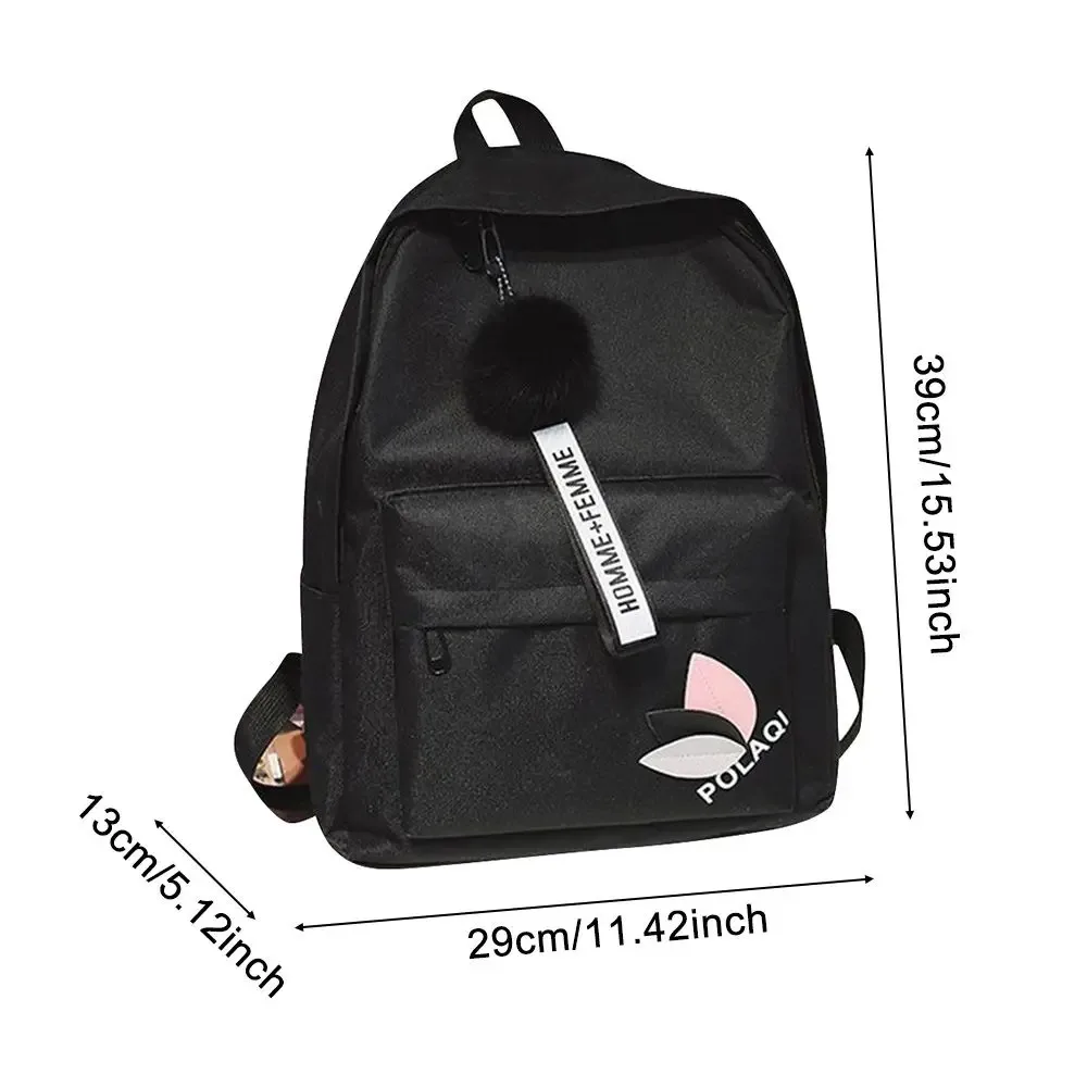 Multi-Functional Waterproof Zipper Backpack Korean Style Large Capacity Schoolbag with Plush Balls Knapsack Kid Gift