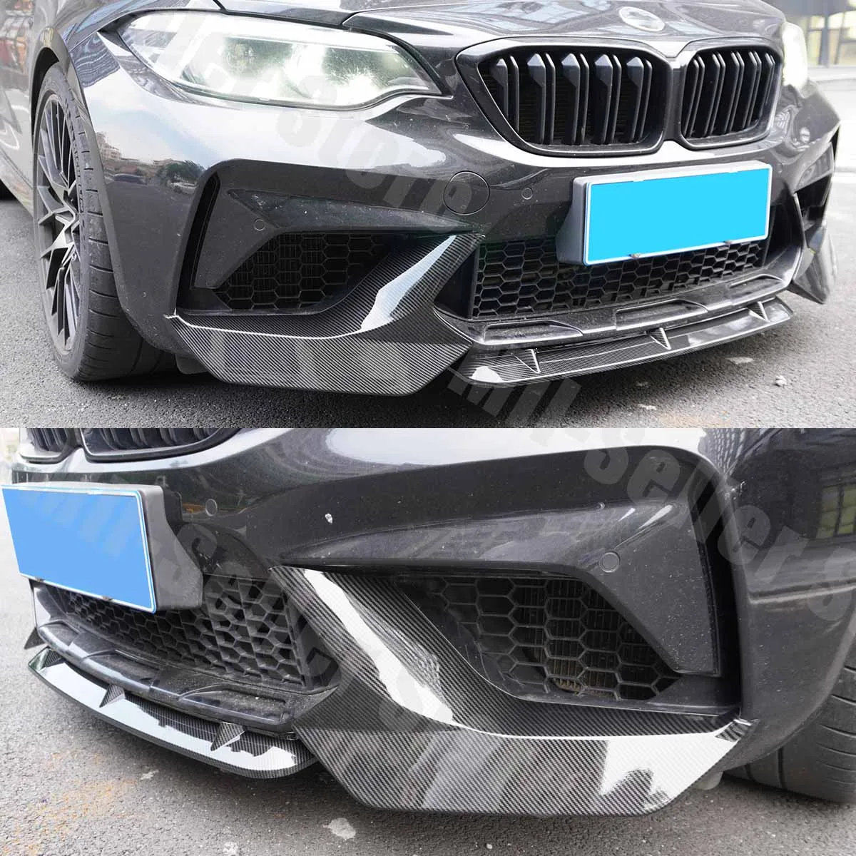 For BMW F87 M2 Competition 2016 2017 2018 2019 2020 Front Bumper Lip Car Accessories Spoiler Splitter Body Kit Glossy Black view 3