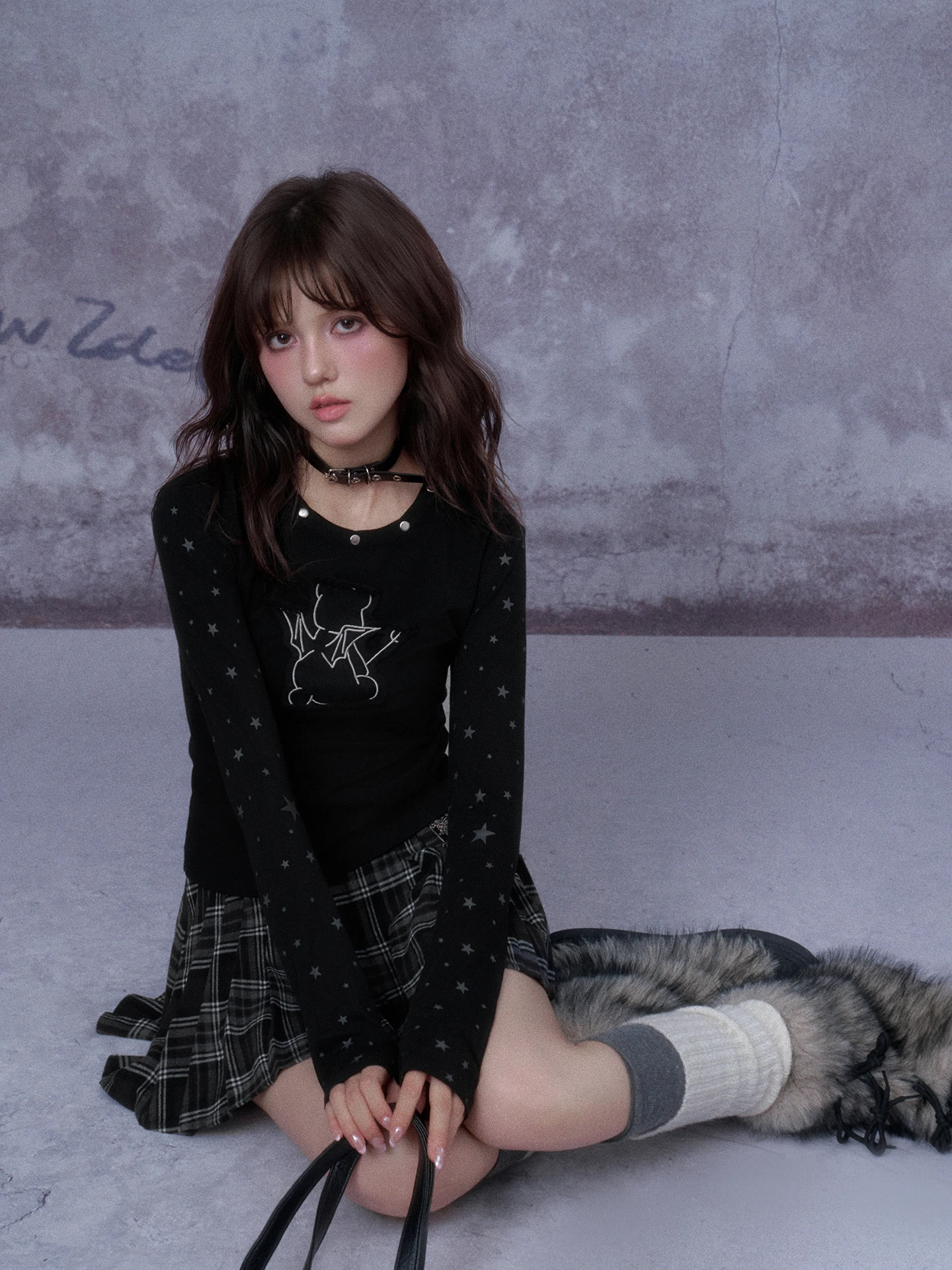 

SagiDolls k Star Devil Bear Patchwork Long Sve T-irt Girls Faion Slim Fit Comfortable Cotton Polyester Blend Top