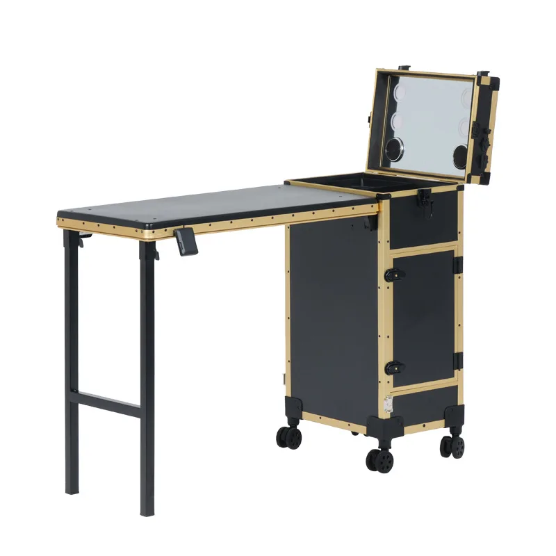 

Nail Salon Equipment Rolling Trolley Case Salon Furniture Set Girls Dressing Table with Mirror Vanity for Makeup