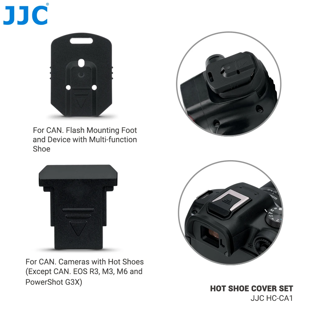 JJC 2Pcs/Set Hot Shoe Cover for Canon Camera&Flash Contact Protector Flash Mounting Foot Cap for Canon EOS M50 90D 80D 850D 750D