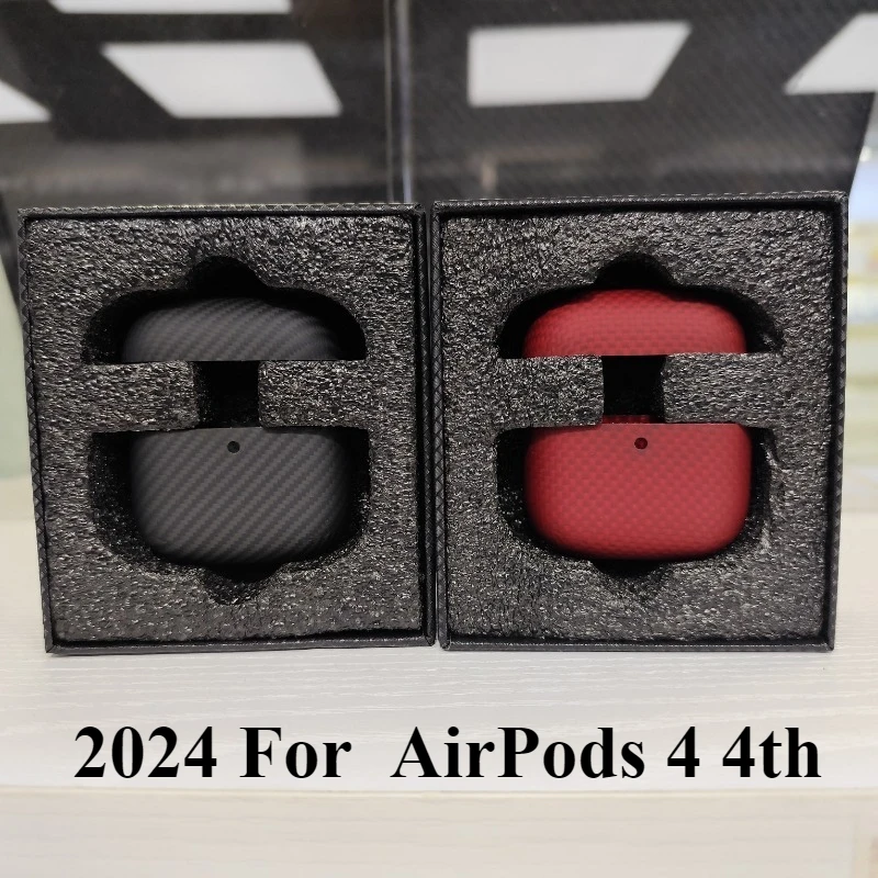 Echte Kohlefaser-Kopfhörer tasche für Airpods 4. Kohlefaser-Kopfhörer drahtlose Bluetooth-Hülle für Airpods 4 4. Fall (2024}