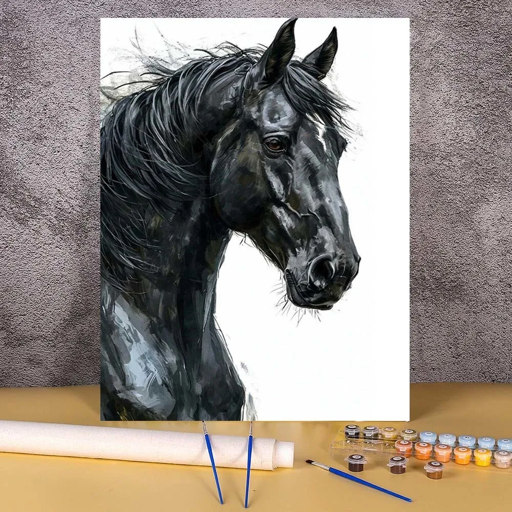 

Painting By Numbers 30x40cm Unframe Black Horses Figure Paint By Number For Bedroom Home Decor Wall Art Picture Unique Gifts