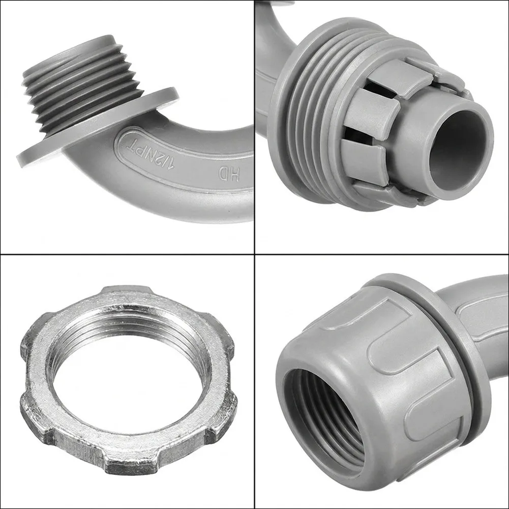 90 Degree Right Angle Conduit Fitting with Water Tight Seal for 1/2 NPT Threaded Connections in Electrical Projects