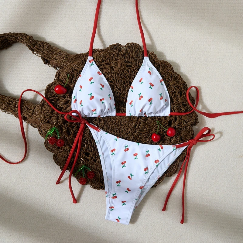 

Two-piece Bikini Sexy Swimsuit Cute Girl Cherry Print Swimsuit