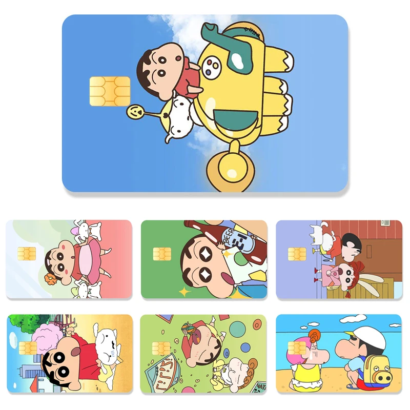 Anime Crayon Shin-Chan Credit Card Debit Card Stickers DIY Cartoon Waterproof Melody Poker Stickers Film Tape Skins Small Stacks