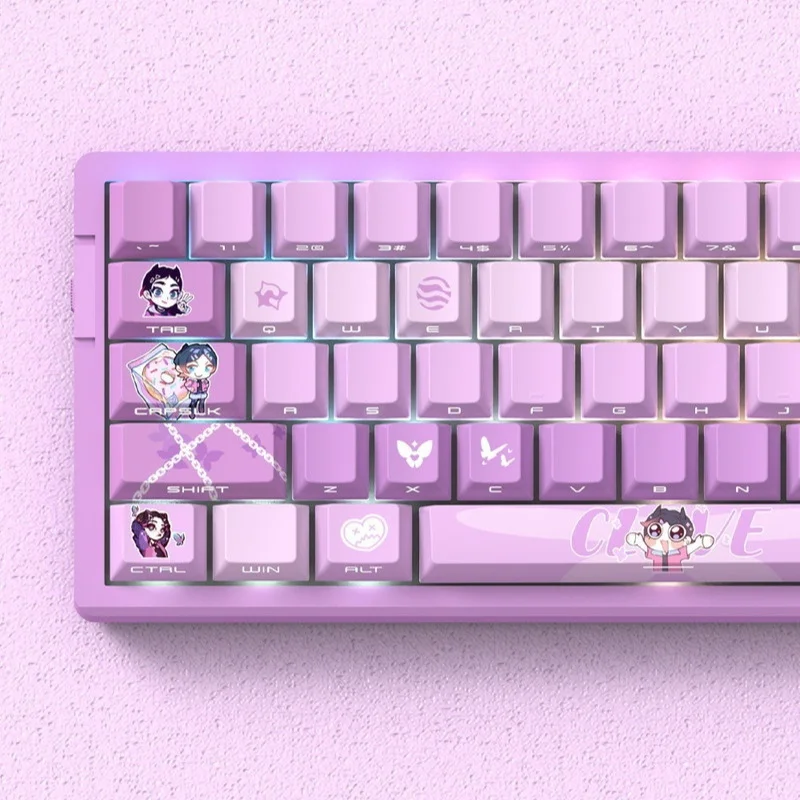 74/129 Keys VALORANT Game Character Clove Keycaps Side Shine‑Through PBT Five‑Sided Dye Sublimation Mechanical Keyboard Keycaps