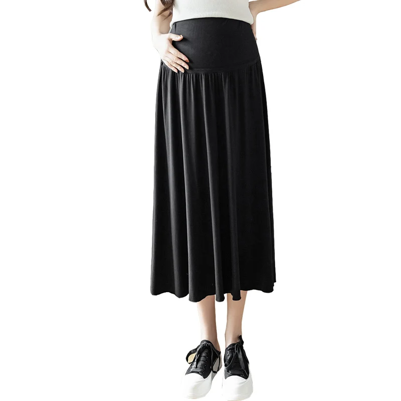 2322# Summer Thin Soft Modal Maternity Skirts Elastic Waist Belly Loose Full-Skirted Bottoms For Pregnant Women Pregnancy Casual