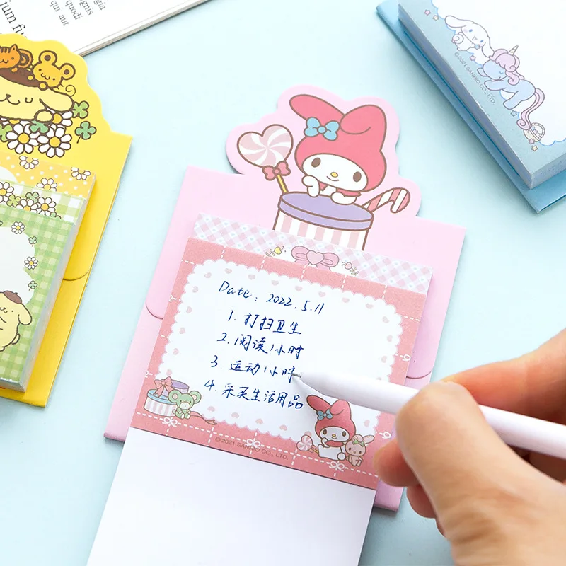 Sanrios Sticky Notes Anime Hello Kitty Kuromi My Melody Cinnamoroll Student Tearable Notes Memo Notepad Stickers School Supplies