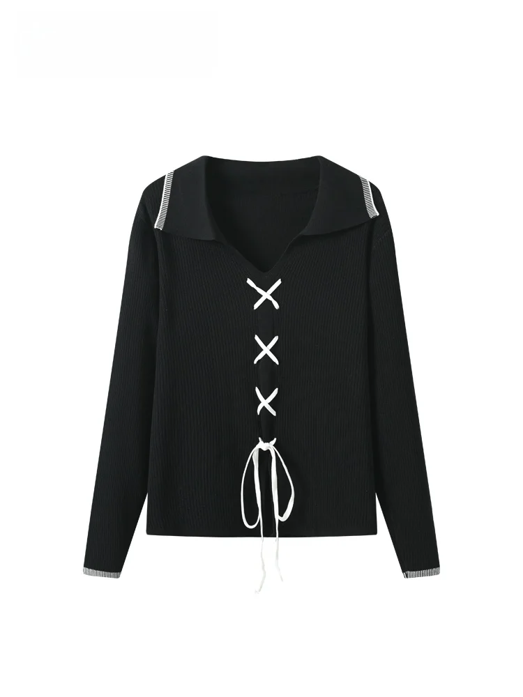 

plus Size Women's Knitwear Long Sve Turn-down Collar Loose Fit Spring Faionable Versatile Design Casual Comfortable Top