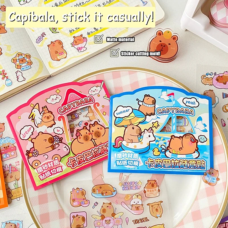 3Sheets Transparent Kawaii Anime Capybara Sticker Cartoon Waterproof Capybara DIY Handbook Decoration Children Stickers Gifts