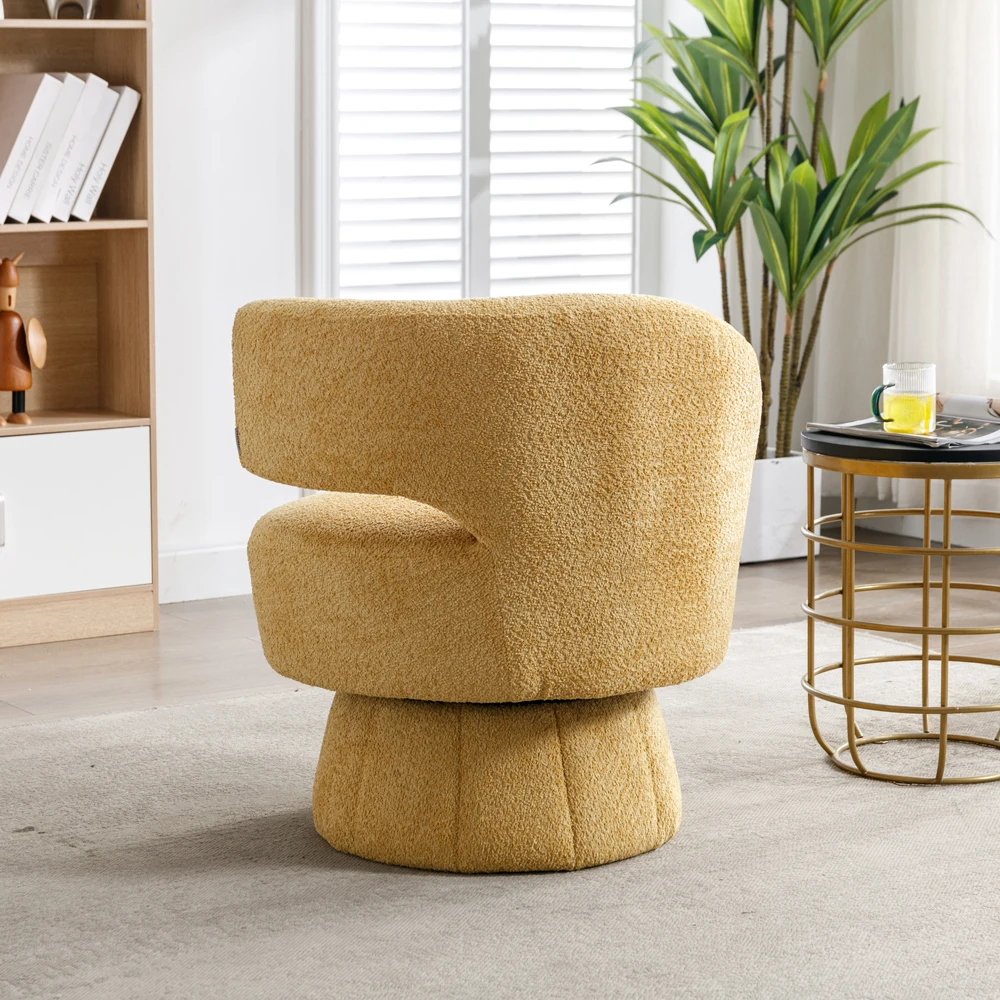 

360 Degree Swivel Cuddle Barrel Accent Chairs New Design Round Armchairs with Wide Upholstered Fluffy Fabric for Living Room